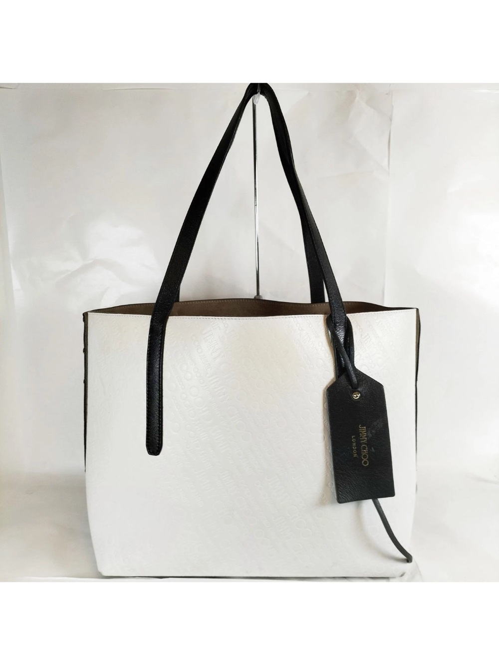 Jimmy Choo White Tote with Black Handles